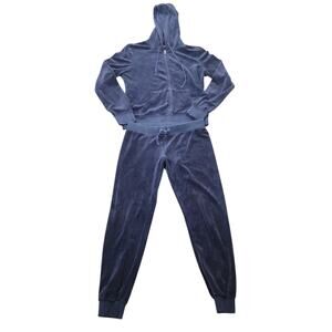 Vintage Y2K Juicy Couture Black Label Navy Blue Velour Tracksuit S
